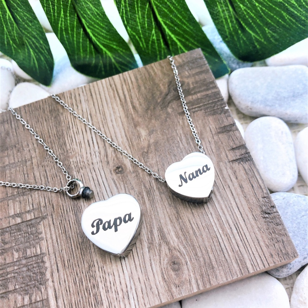 Nana Papa Love urn heart ashes cremation necklace - Picture 5 of 7